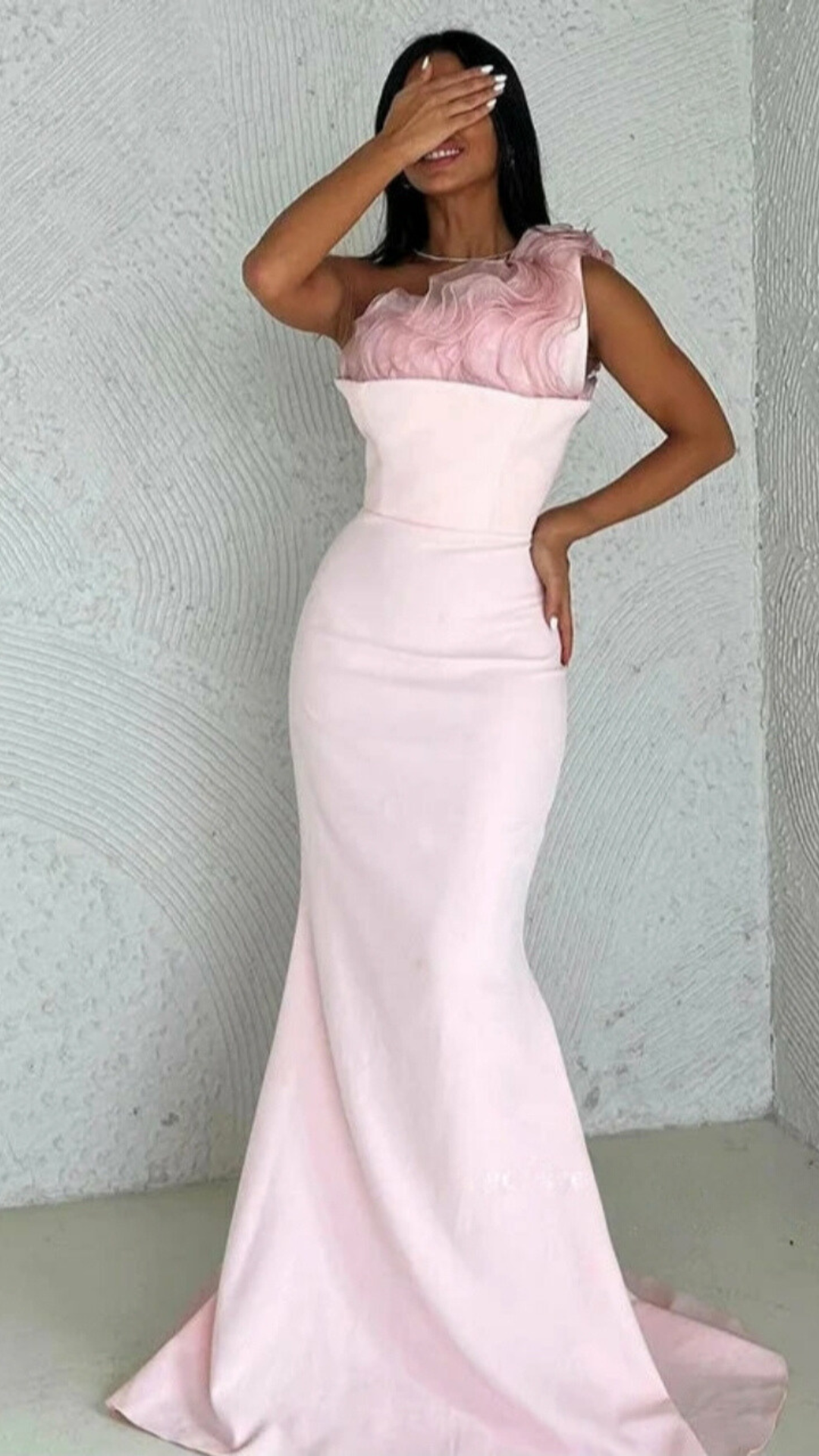 Vanilla Vogue Aria Pink Crepe  Strapless  Dress