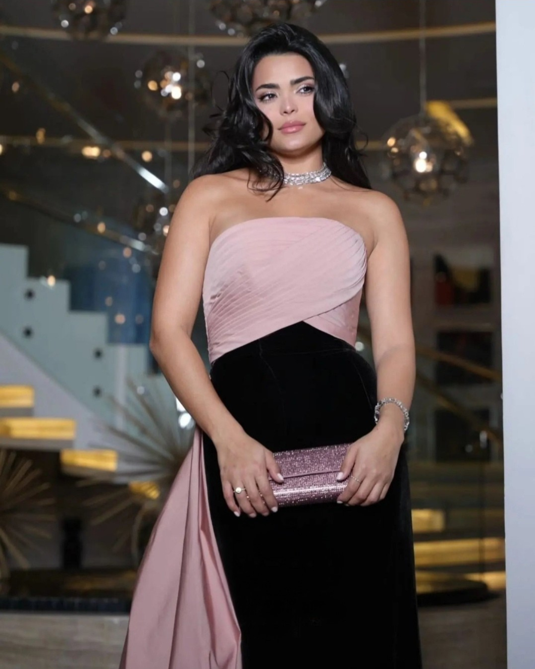 pink and black strapless dress Black Fuchsia Strapless Velvet Gown 26117
