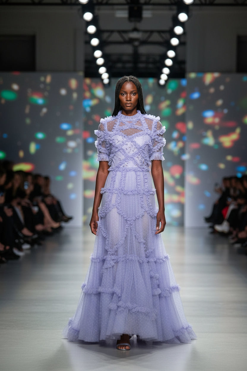 Ashley Ruffle Lace Fairy Mesh French Fashion Dress