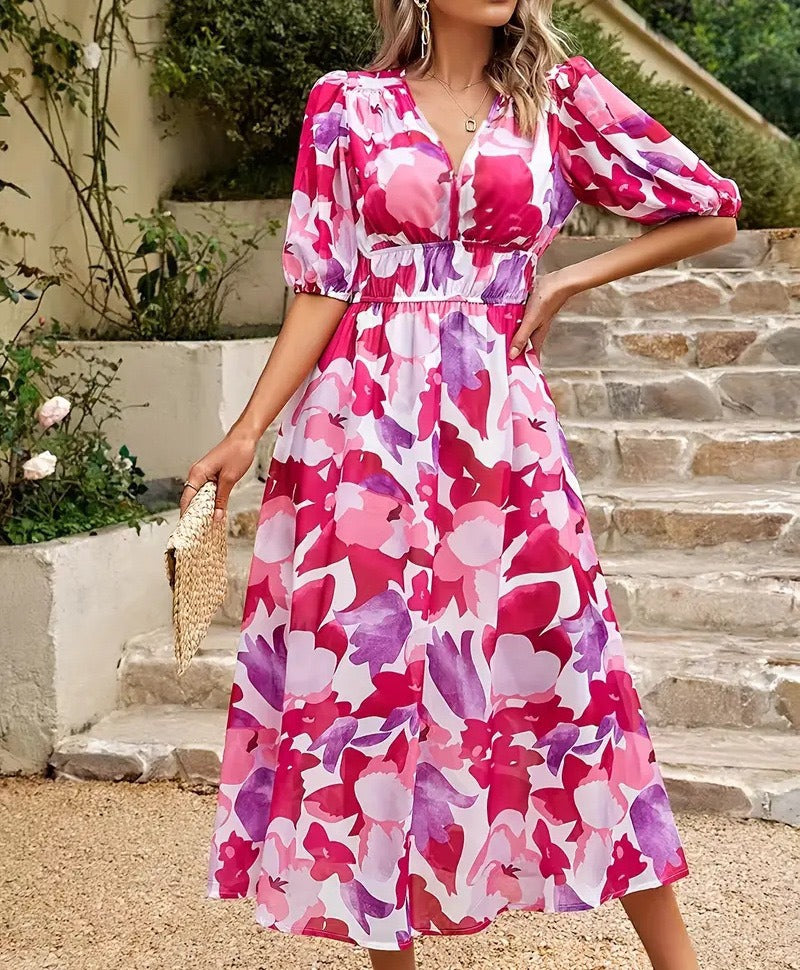 Petta Waist Fashion Printed Women's Dress