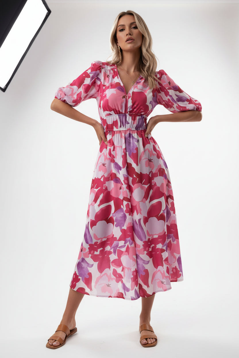 Petta Waist Fashion Printed Women's Dress