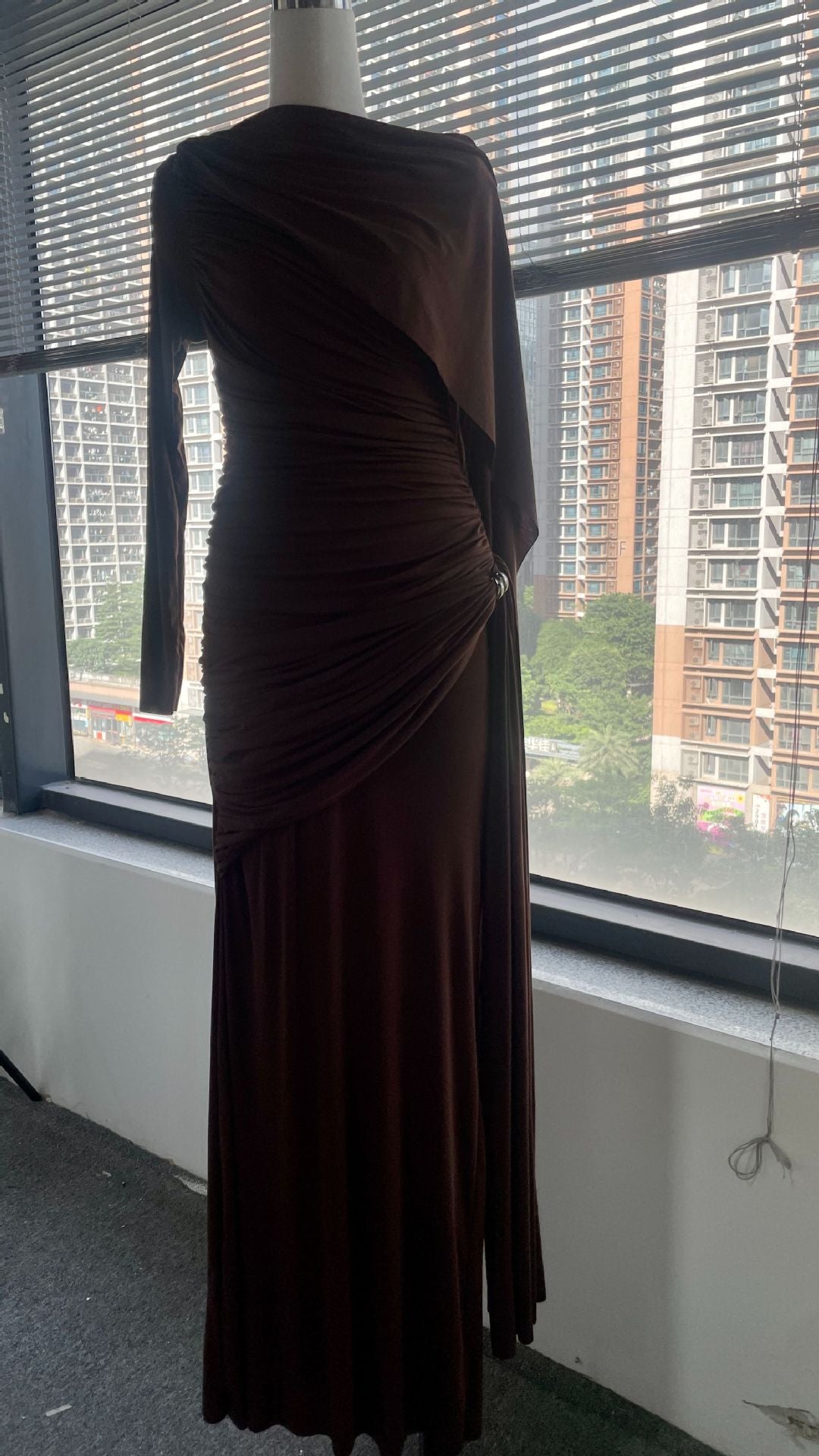 Nelza Pleated Asymmetrical Fit Dress