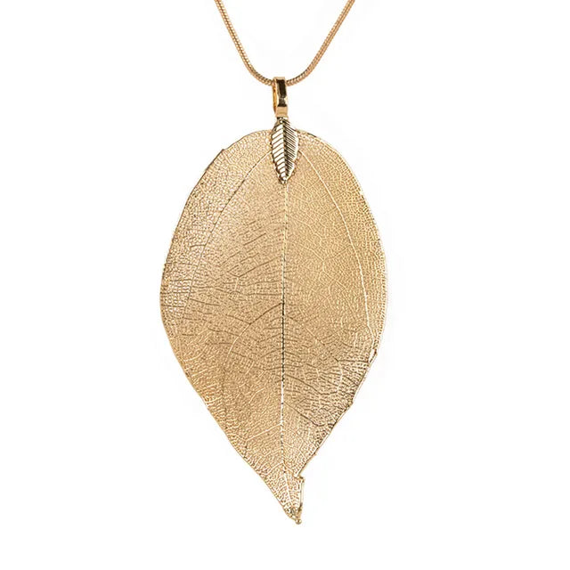 Special Leaf Sweater Pendant Necklace