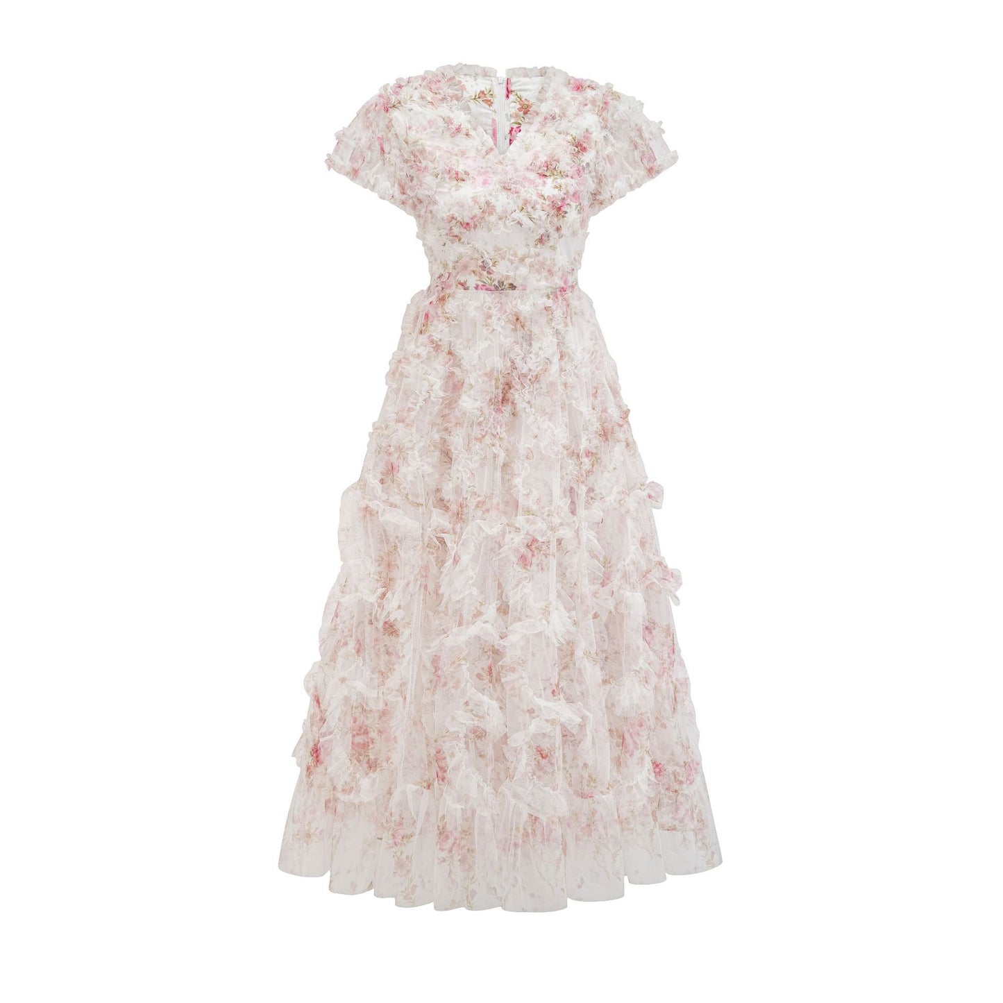 Cyrelle French Lace Slimming V-neck Dress