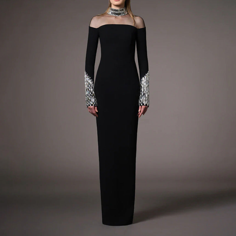 Siofra Round Neck Mesh Studded Dress VanillaStyle Siofra Round Neck Mesh Studded Dress VanillaStyle
