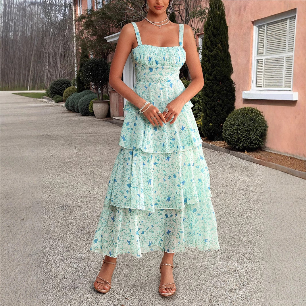 Eleanna floral suspender cake dress dress