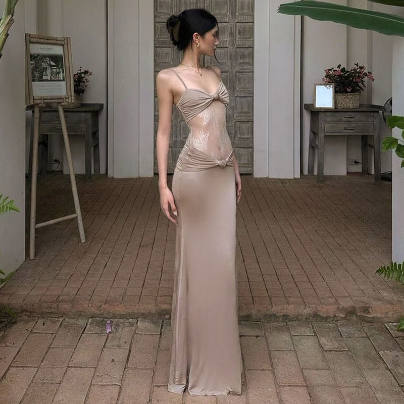 Striana Dress Lace Transparent Slimming Long Dress