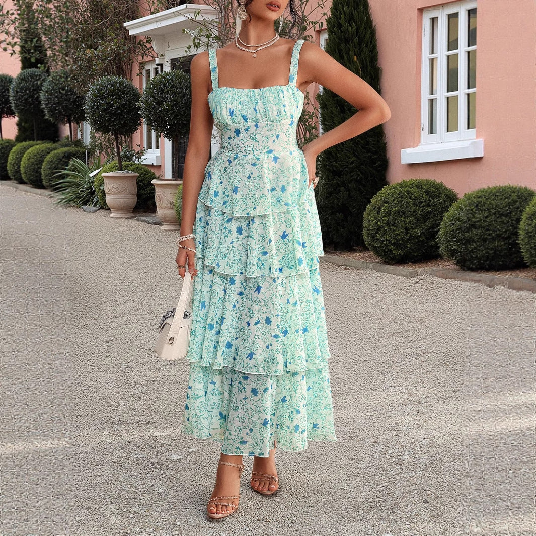 Eleanna floral suspender cake dress dress