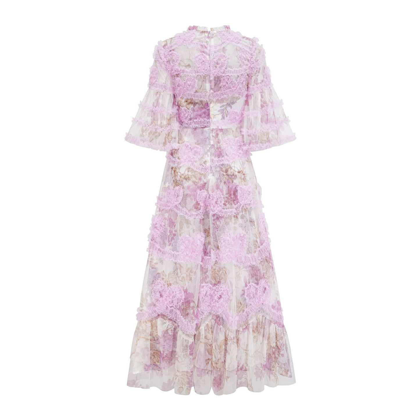 Weilla Sweet Simple Unique Round Neck Short Sleeve Long Dress