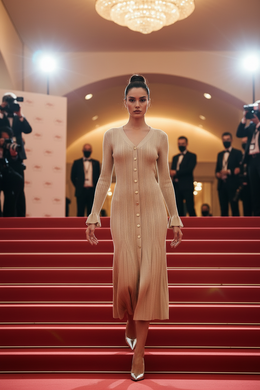 Eleana single breasted slim knit dress for women