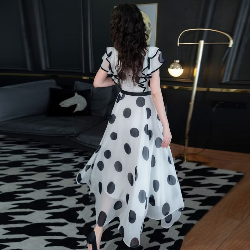 Arabella  Single Breasted Lace Up Polka Dot Fairy Dress