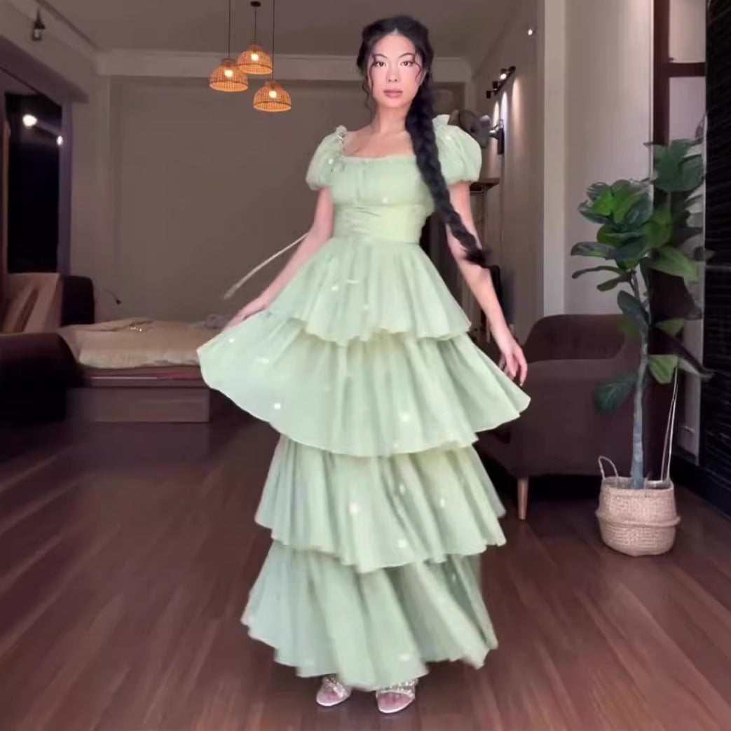 Mariah waist cinching fluffy dress cake dress