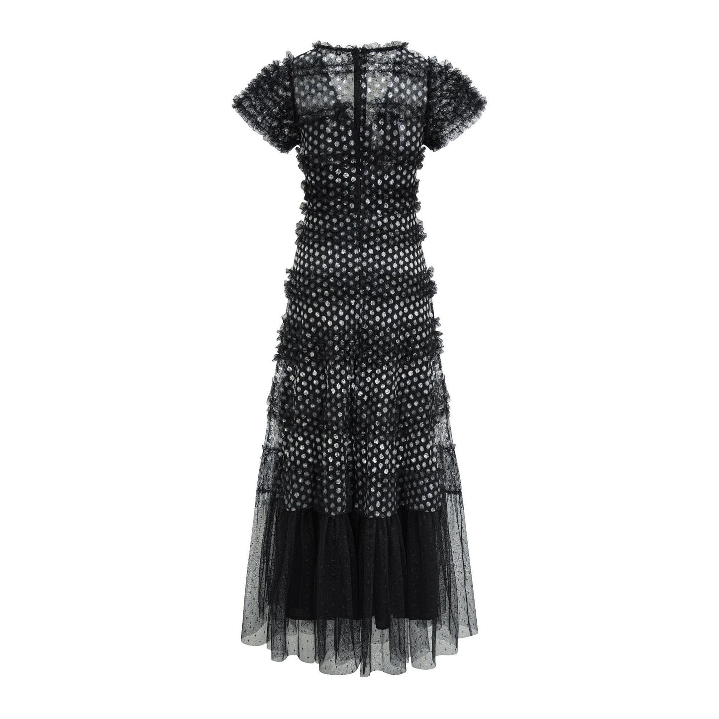 Aurora V-neck Short Sleeve Long Dress with Sequins