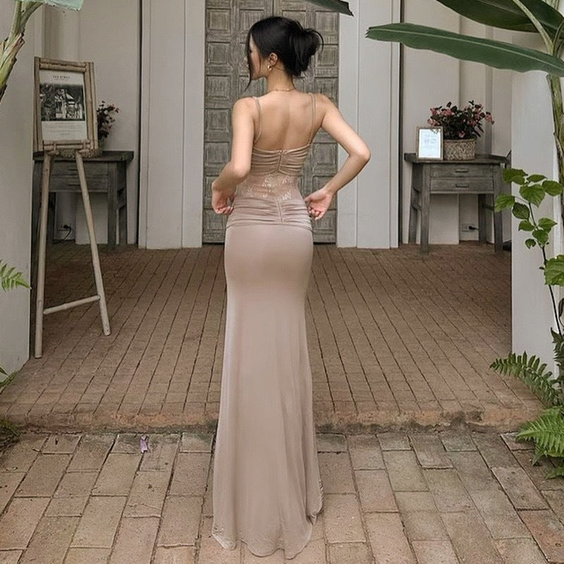 Striana Dress Lace Transparent Slimming Long Dress