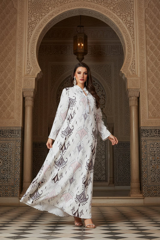 Miriam Long Robe Print Long Dress Dress