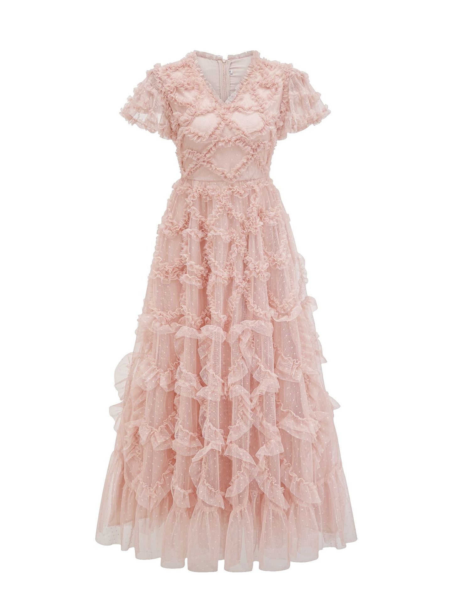 Cyrelle French Lace Slimming V-neck Dress