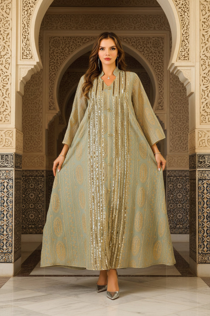 Merlinda Long Robe Women's  Sequined Maxi Dress