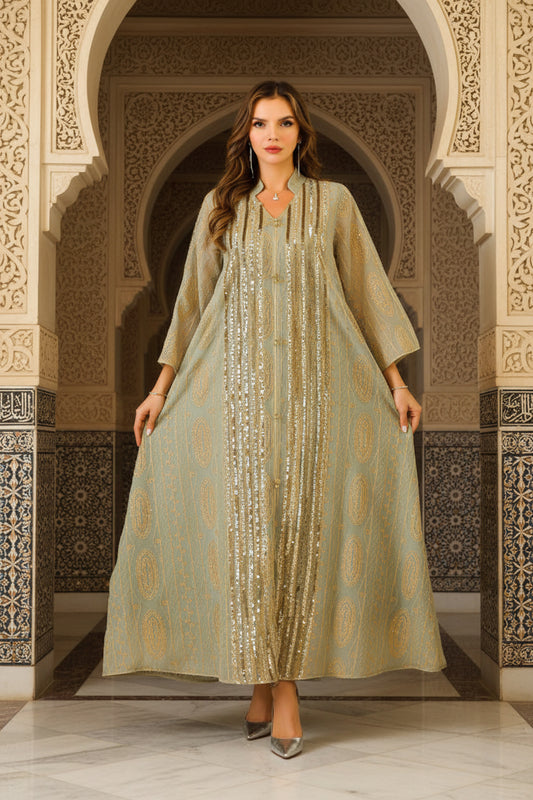 Merlinda Long Robe Women's  Sequined Maxi Dress