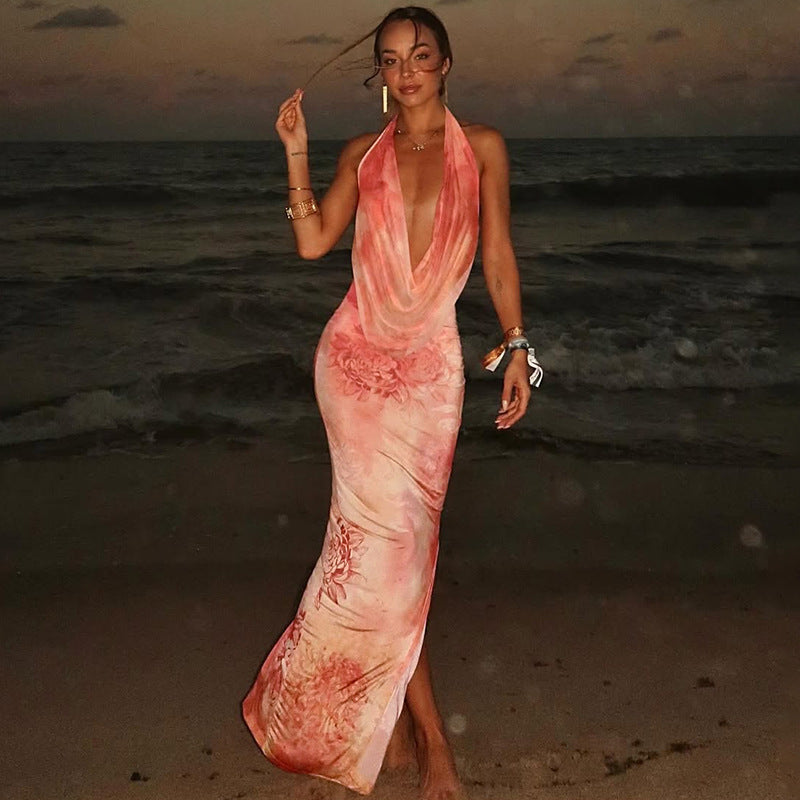 Aida Backless Dress Waist-Cinching Belted Dress