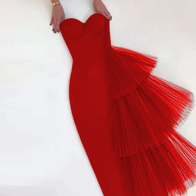 Bea Bandage dress new high waisted dinner dress strapless mesh dress