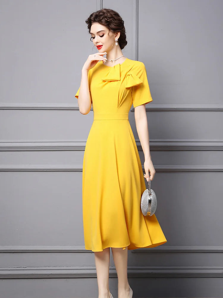 Lily Yellow Party Dress Bowknot