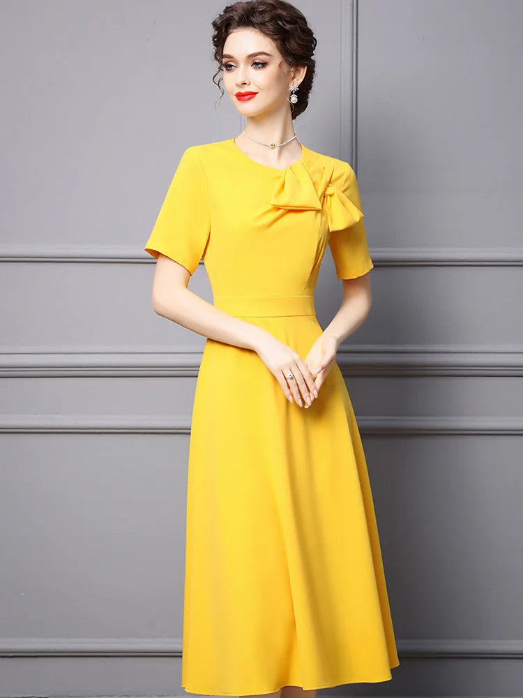 Lily Yellow Party Dress Bowknot