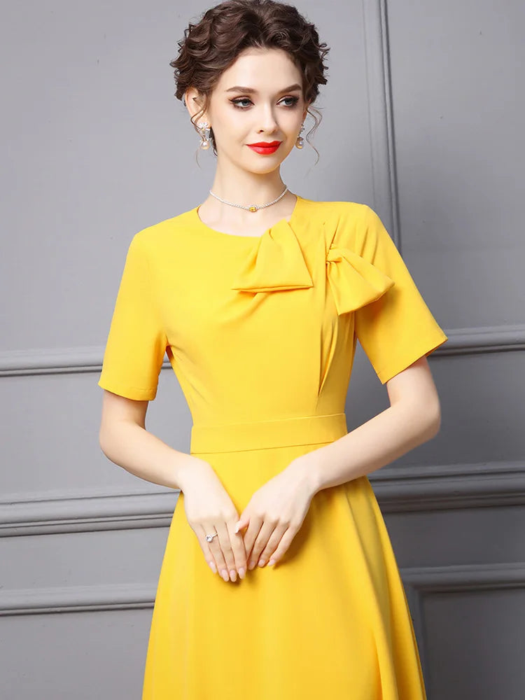 Lily Yellow Party Dress Bowknot