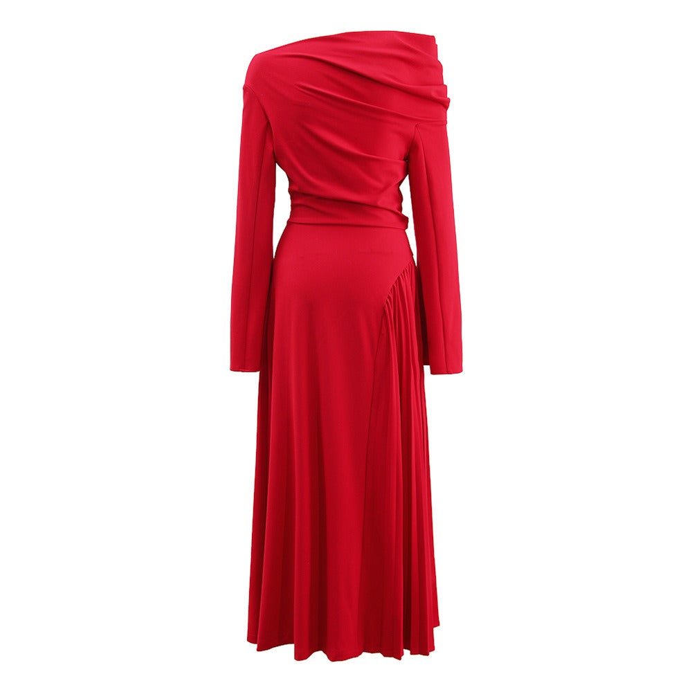 Vienna Slimming Flared Sleeves Pleated Long Skirt Dress