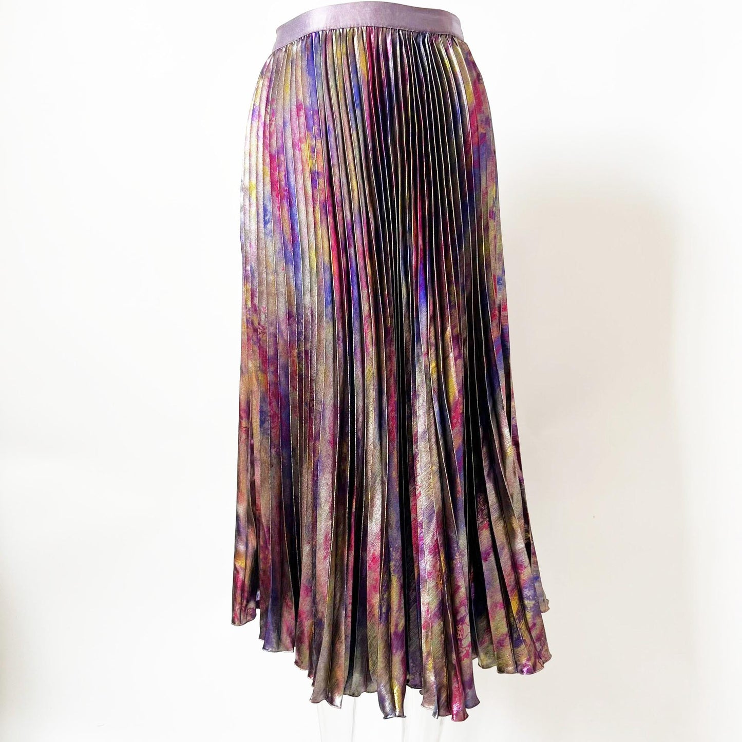 Streamer Metallic Light Luxury Elastic Waist Pleated Skirt