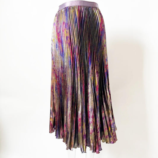 Streamer Metallic Light Luxury Elastic Waist Pleated Skirt