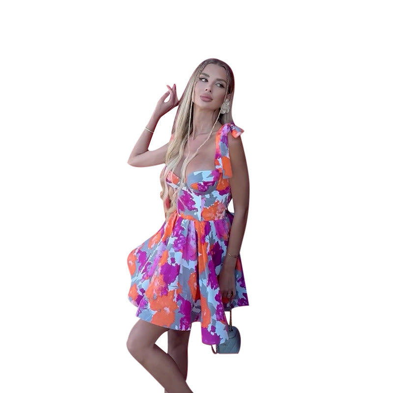 Sleigh dress with printed A-list dress for summer