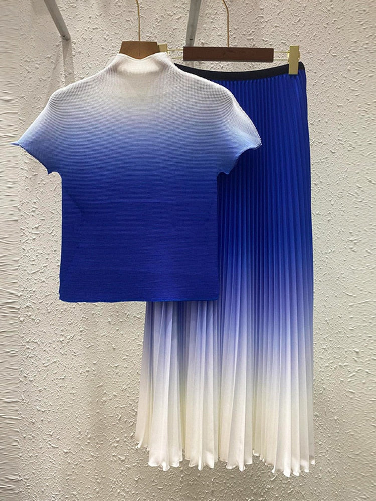 Amanda Pleated Temperament One Size Gradient All-Match Top Skirt
