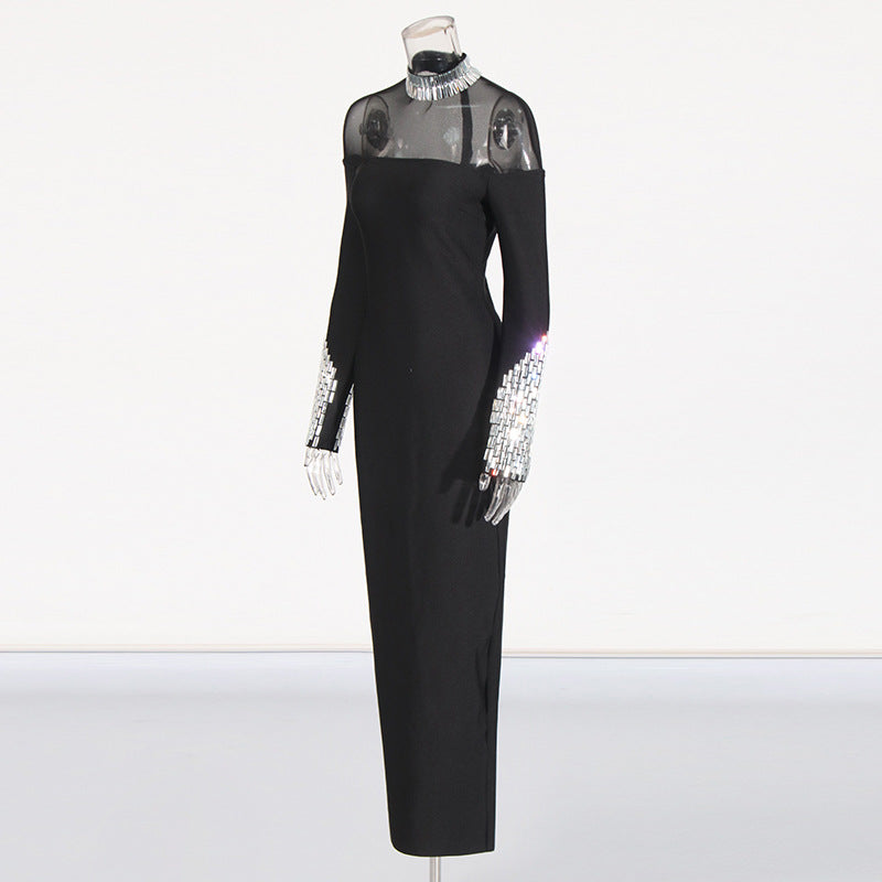 Siofra Round Neck Mesh Studded Dress