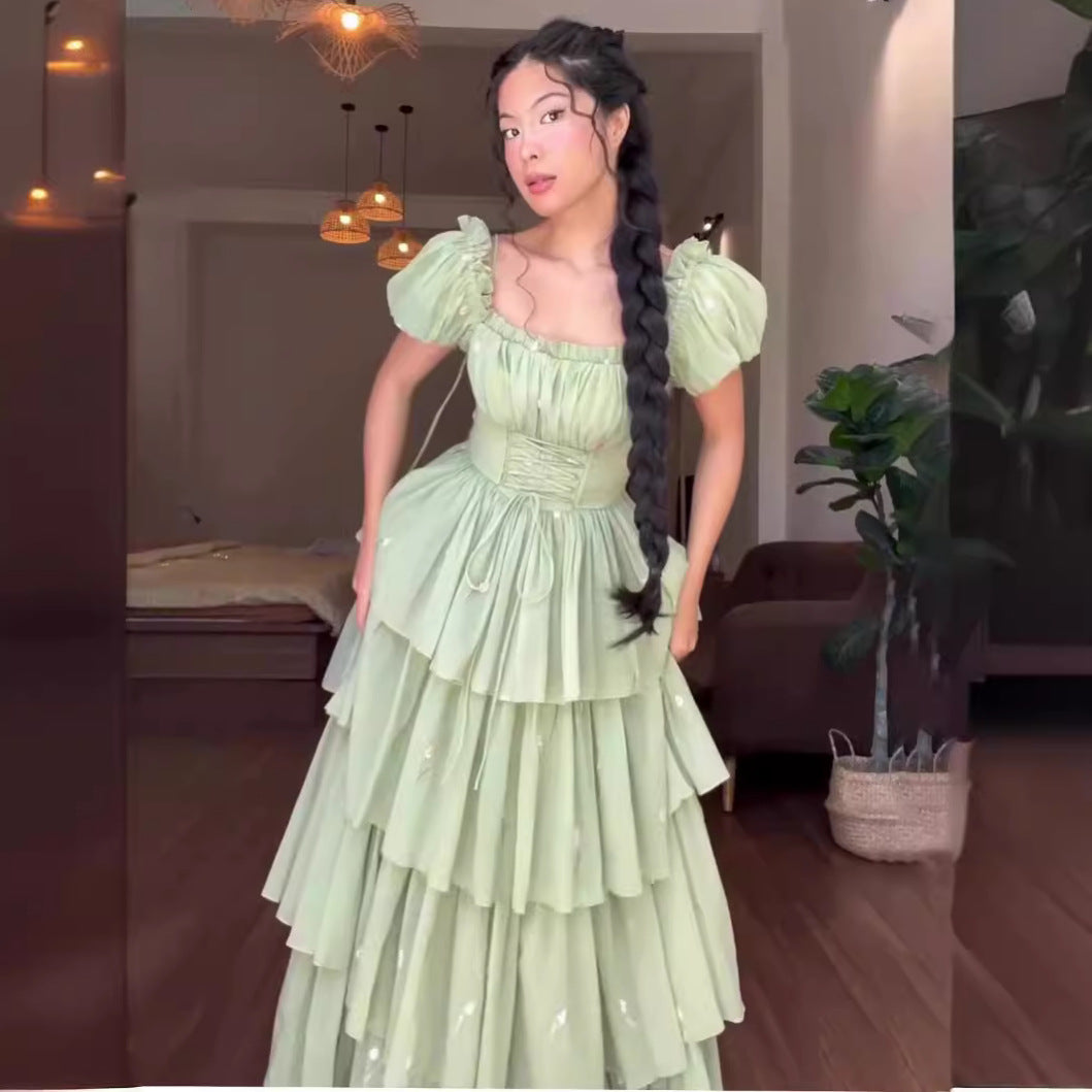 Mariah waist cinching fluffy dress cake dress