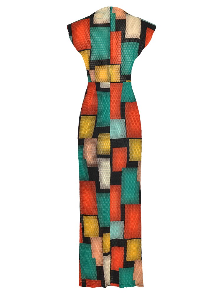 Rikka Pleated Elasticity Plaid Vintage Party Sexy Midi Dress