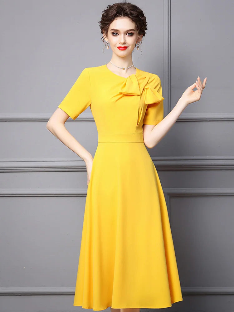 Lily Yellow Party Dress Bowknot