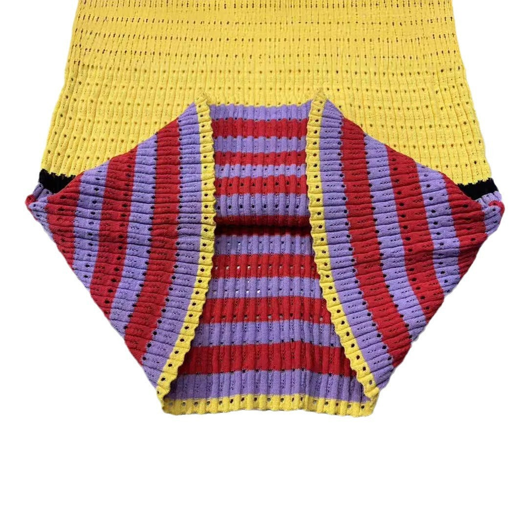 Lorna Colorful Horizontal Striped Jacquard Woven Slim Fit Knit Dress