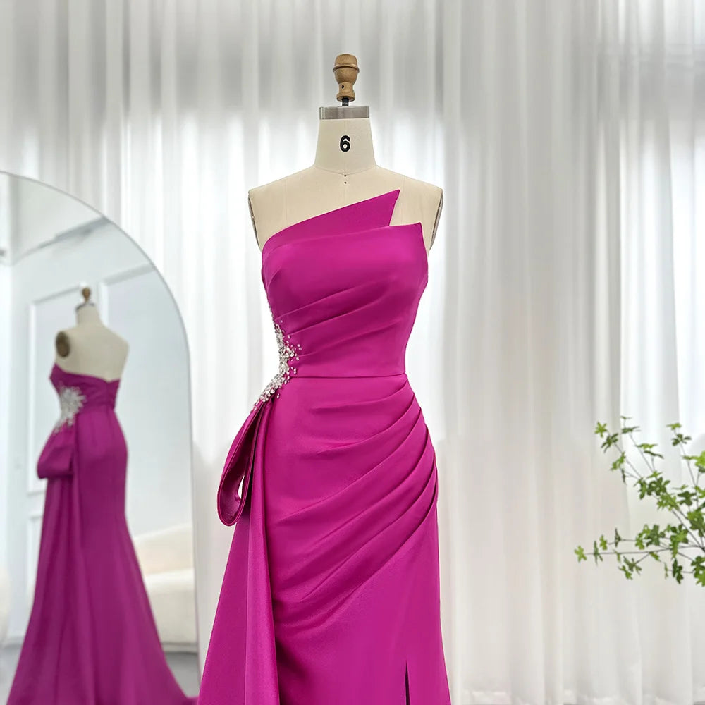 Karzen Fuchsia Evening Dress with Side Skirt