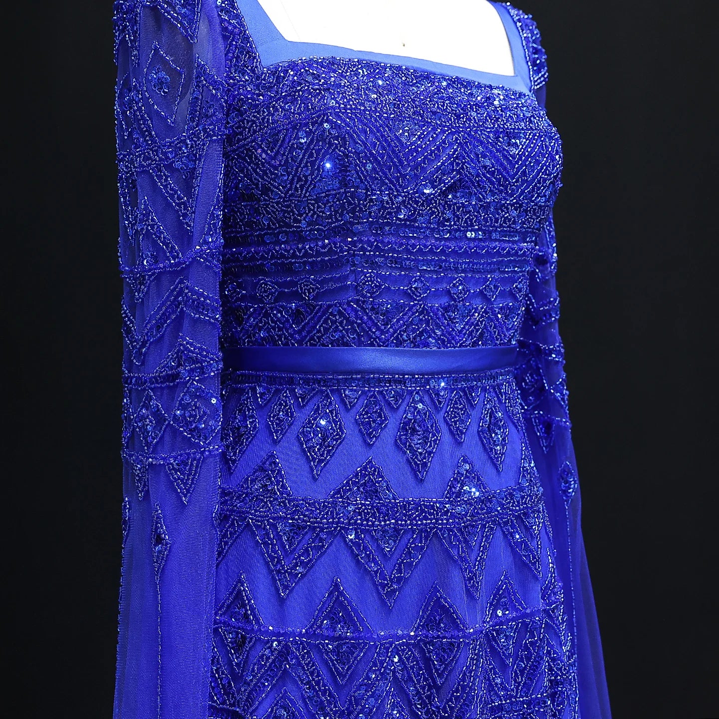 Cristalyn Arabic Burgundy Evening Dress with Cape Sleeve