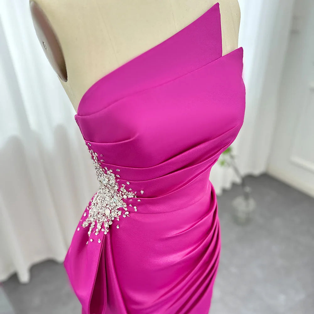 Karzen Fuchsia Evening Dress with Side Skirt