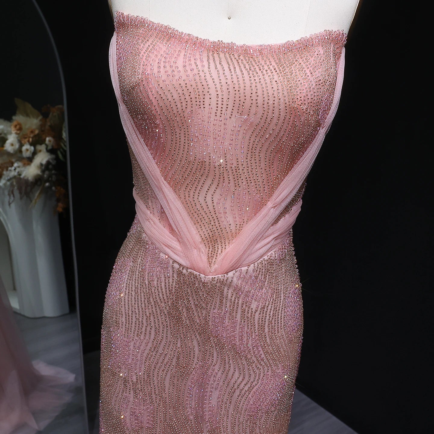Gina Pink Strapless Mermaid Evening Dress