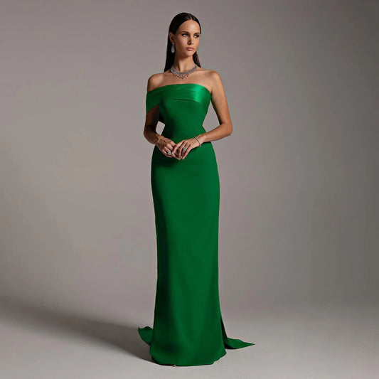 Gema Green Strapless Evening Dress