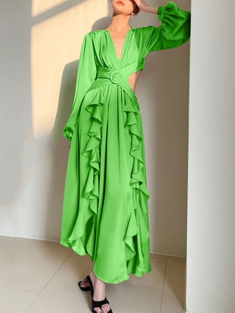 Angel Green Fresh Holiday Style Long Dress