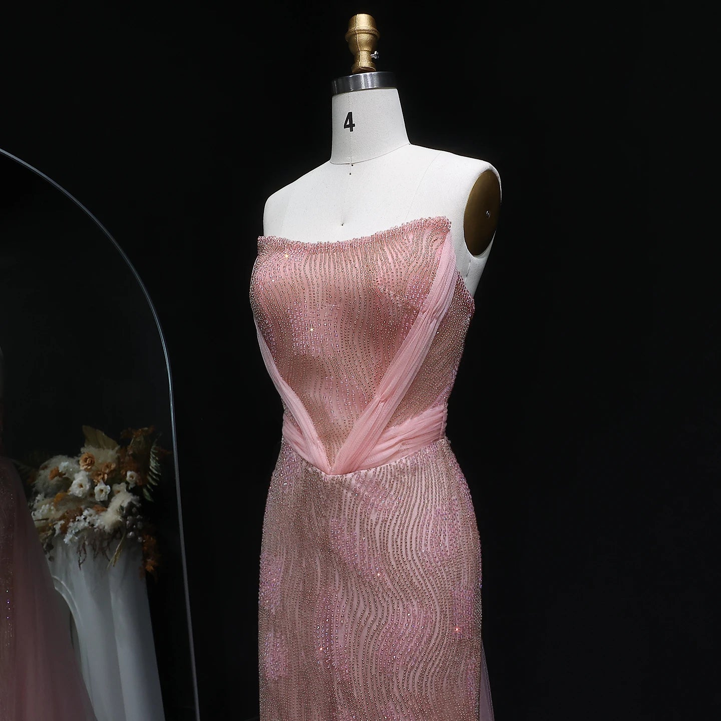 Gina Pink Strapless Mermaid Evening Dress