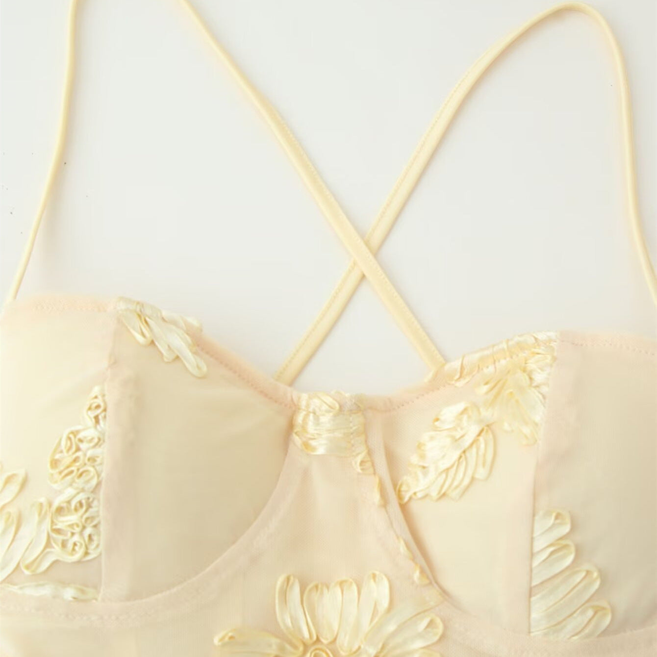 Fretzy French floral embroidery suspender dress