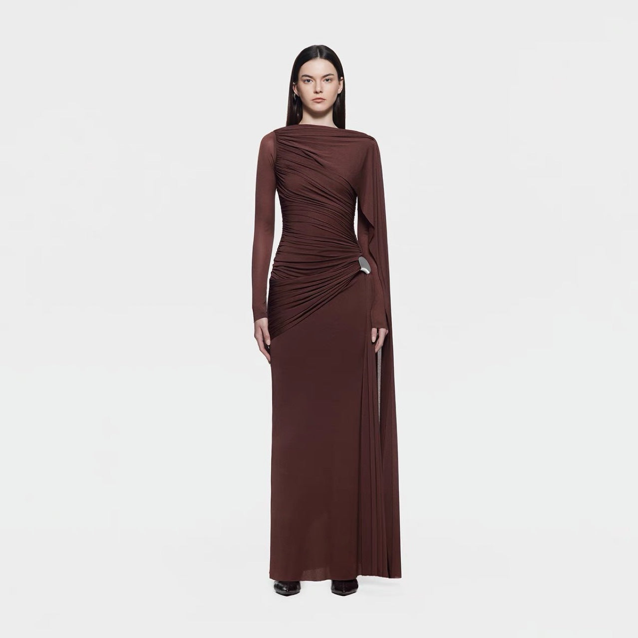 Nelza Pleated Asymmetrical Fit Dress