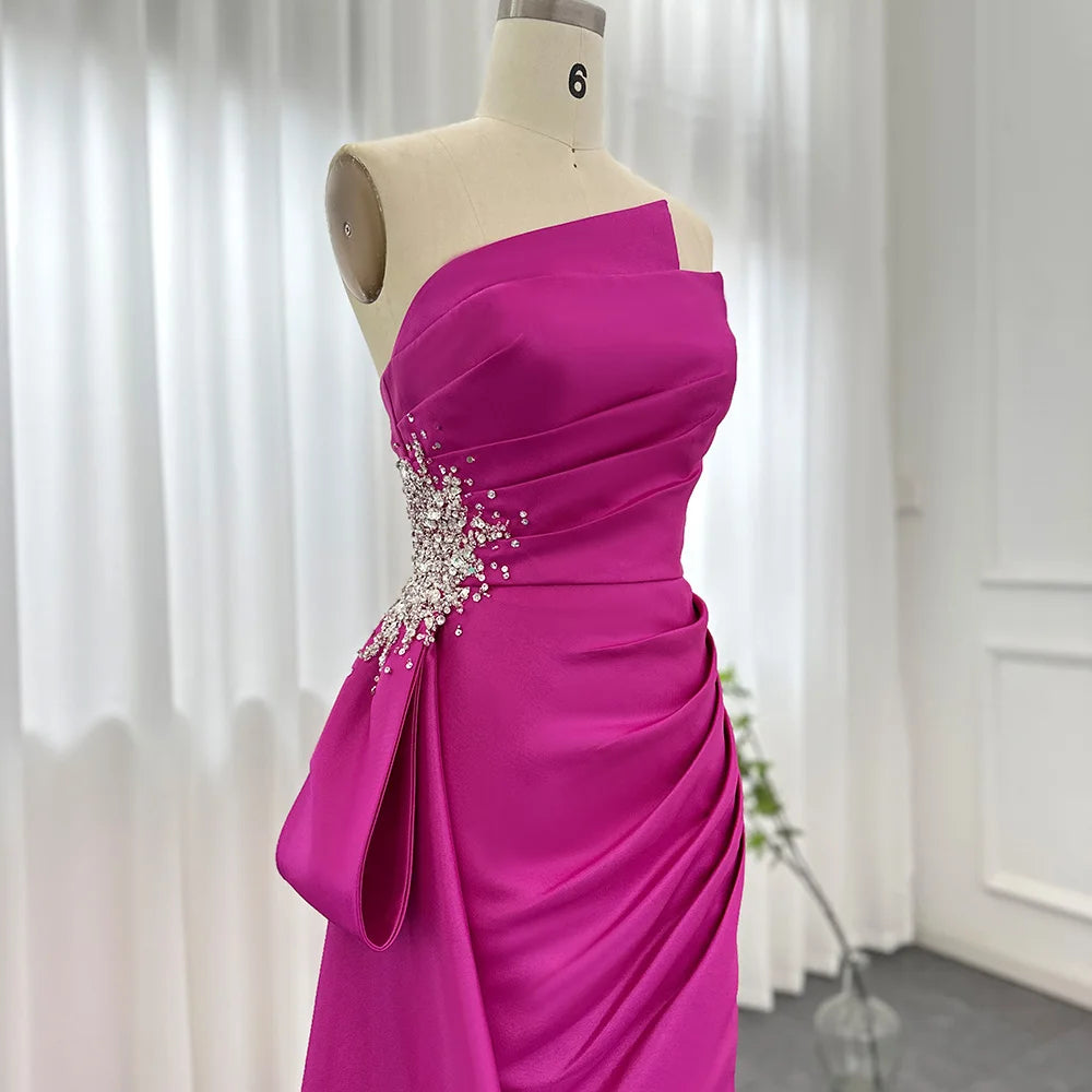 Karzen Fuchsia Evening Dress with Side Skirt
