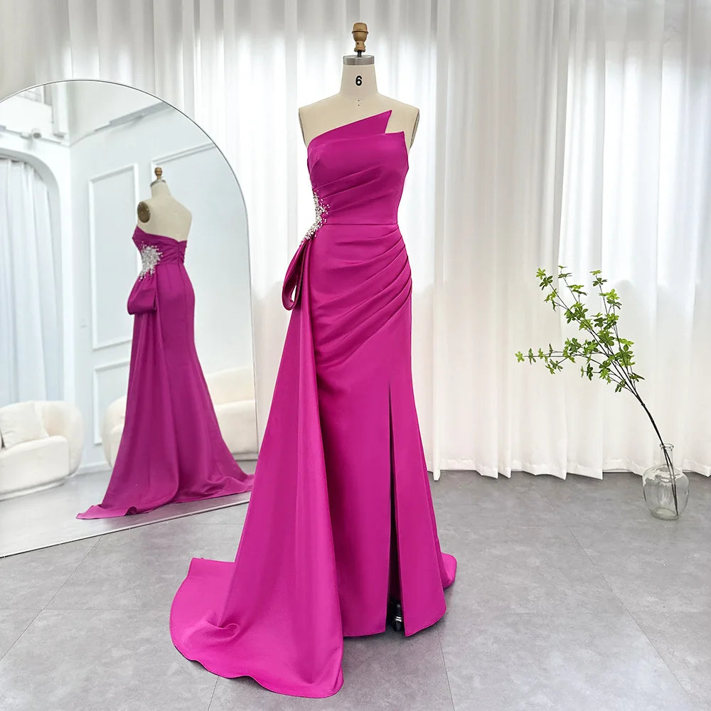 Karzen Fuchsia Evening Dress with Side Skirt