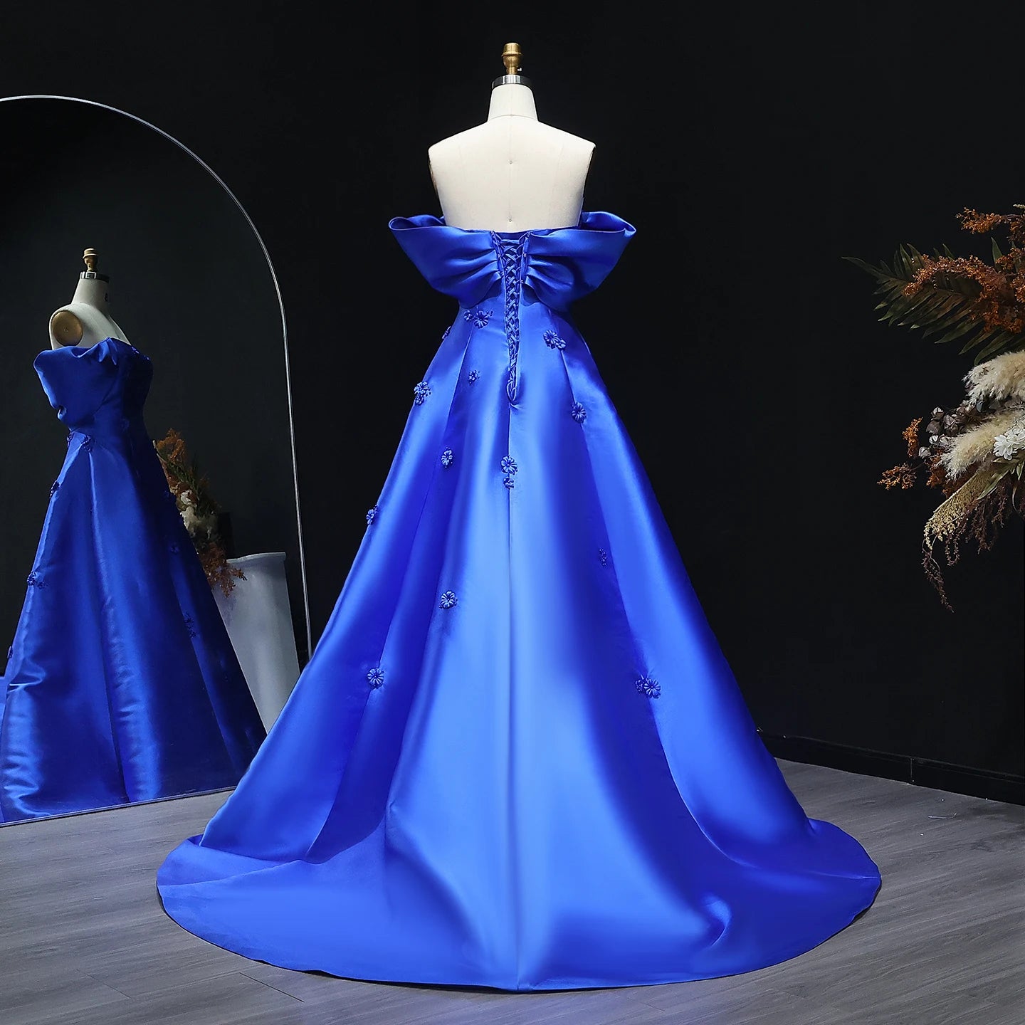 Aria Arabic Red Off Shoulder A-Line Evening Dress