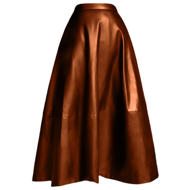 PU leather women's umbrella skirt